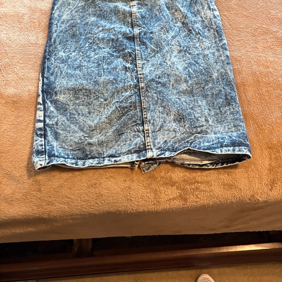 Vintage AMILANO Acid Wash Denim Midi Skirt Size 10 High Waist 90s - Picture 3 of 6